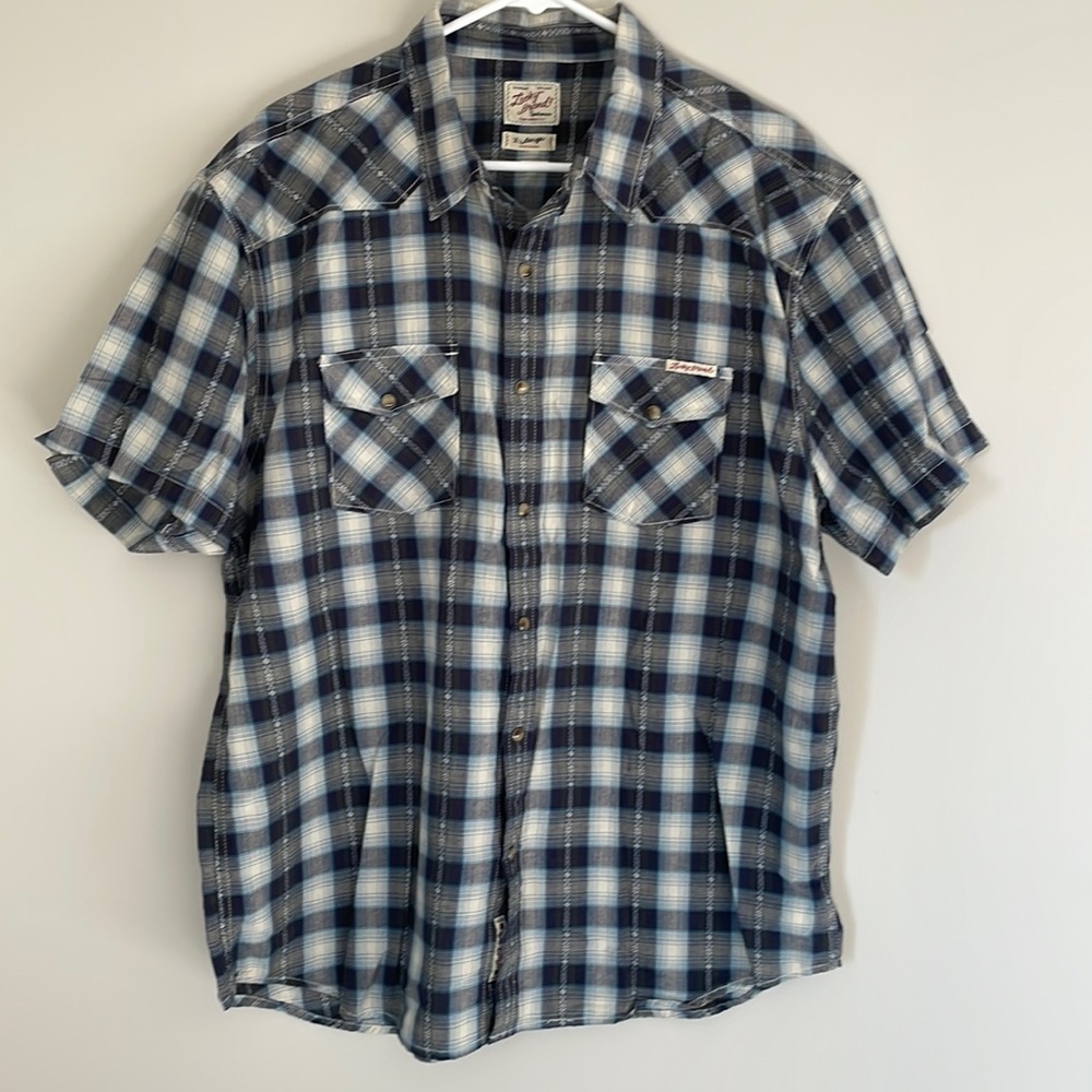 Vintage Lucky Brand snap front short sleeve shirt, size extra large